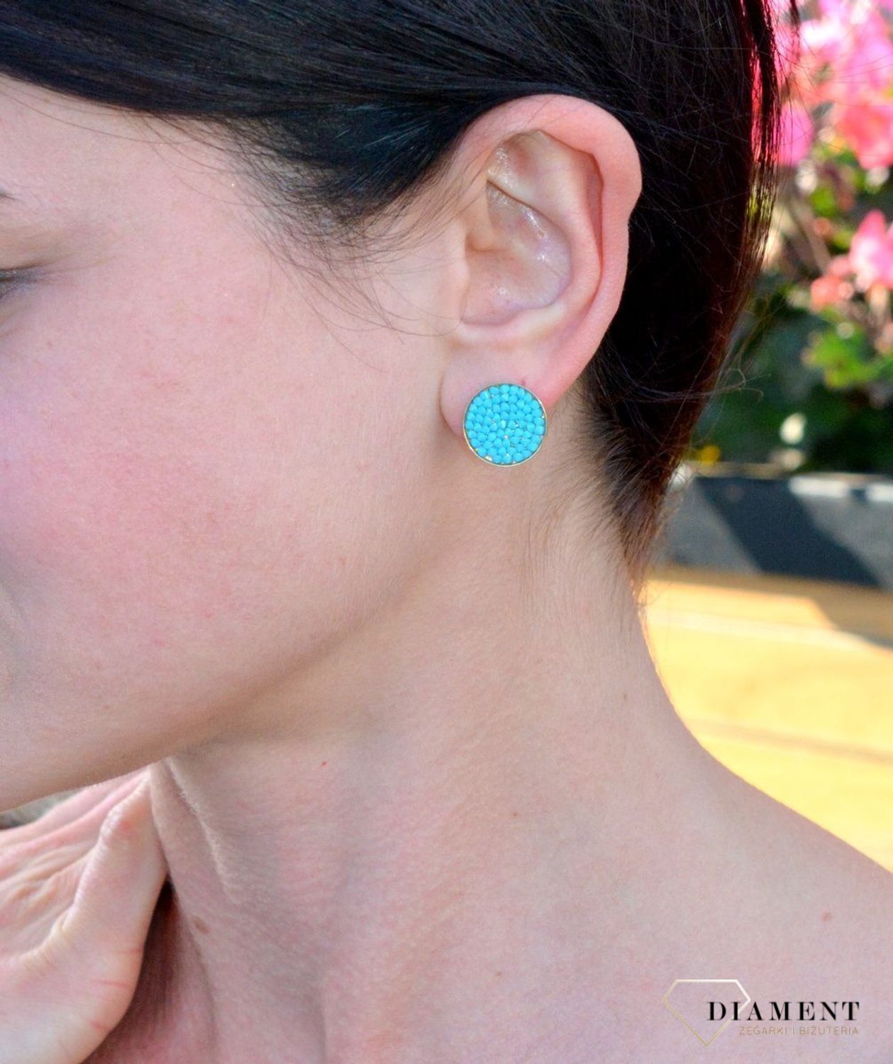 Srebrne kolczyki pozłacane z kryształami Swarovskiego Morski kolor DIA-KLC-KR684-3 267G.jpg